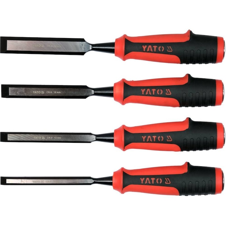 Set 4 dalti Yato, 10x12x16x20mm, negru, manere TPR
