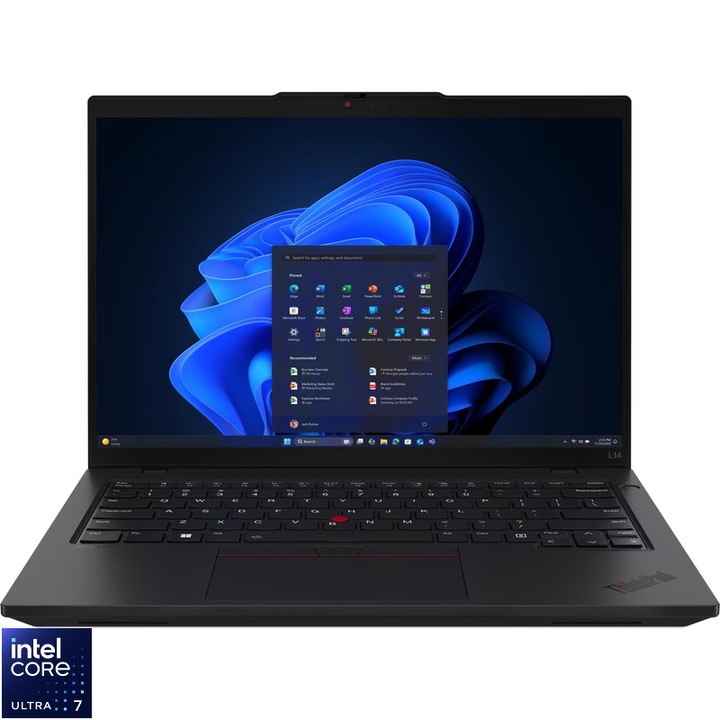 Laptop Lenovo 14'' ThinkPad L14 Gen 6, WUXGA IPS, Procesor Intel® Core™ Ultra 7 255U (12M Cache, up to 5.20 GHz), 16GB DDR5, 512GB SSD, Intel Graphics, 4G LTE, Win 11 Pro, Black