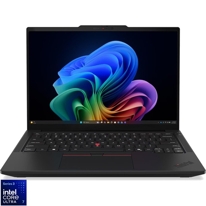 Laptop Lenovo 14'' ThinkPad T14 Gen 7, WUXGA IPS, Procesor Intel® Core™ Ultra 7 355 (12M Cache, up to 4.70 GHz), 16GB LPCAMM2 LPDDR5X, 512GB SSD, Intel Graphics, Win 11 Pro, Black