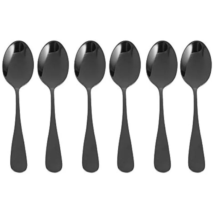 Set tacamuri 6 linguri negre inox, rezistente coroziune, 12 cm