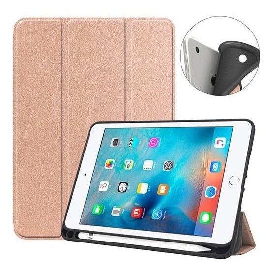 Husa origami pentru iPad 9.7, suport creion, roz auriu, 18x12inch