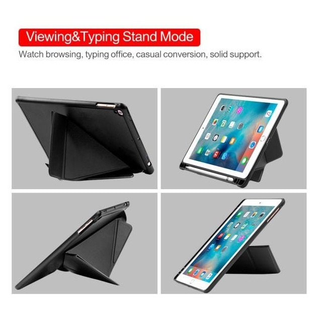 Husa origami pentru iPad 9.7, suport creion, roz auriu, 18x12inch
