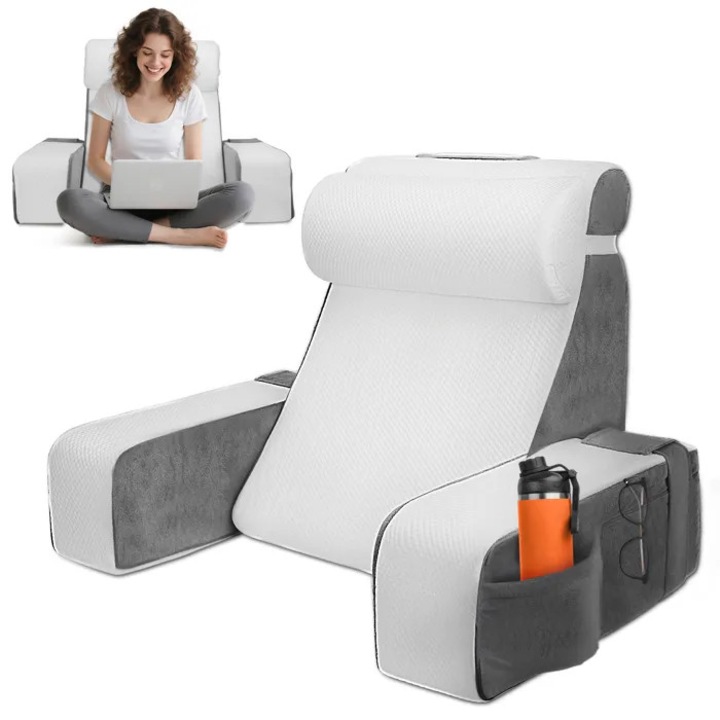 Perna de citit modulara ergonomica cu suport detasabil si husa lavabila, spuma 25D, alb