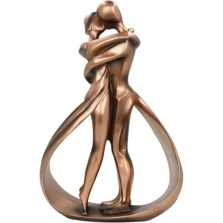 Statueta cuplu imbratisare, arta abstracta, rasina, 16.5x25.5cm