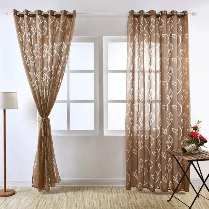 Perdea voal OEM model frunze maro 100x250cm