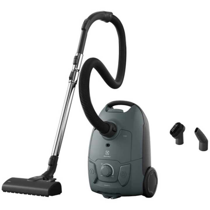 Aspirator cu sac Electrolux Seria 500 EB51C1OG, max 750W, perie premium AllFloor, 37% plastic reciclat, filtru HEPA lavabil, tub telescopic cu sistem de fixare, raza de actiune 8,5 m, accesorii 2in1 in bord, verde oceanic