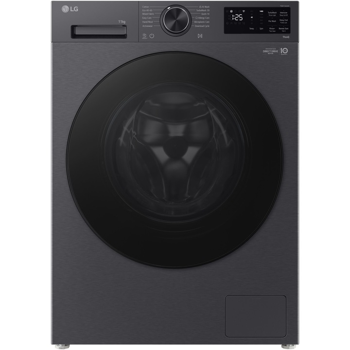 Masina de spalat rufe frontala LG F4X5011TBB,Direct Drive, Steam, TurboWash, Wi-Fi, 11 kg, AIDD, 1400rpm, Clasa A, Gri inchis