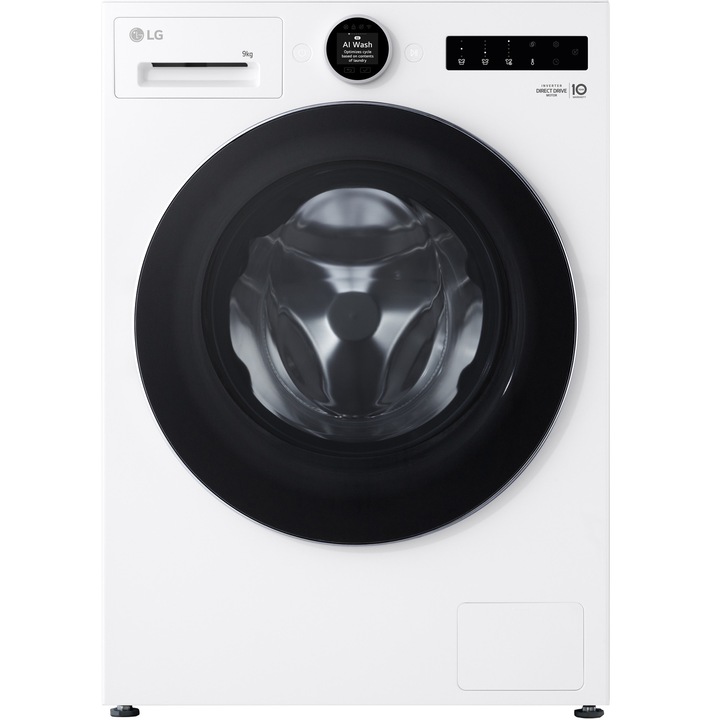 Masina de spalat rufe frontala LG F4X9009TWCE,Direct Drive, Steam+, TurboWash, Wi-Fi, 9 kg, AIDD, 1400rpm, Clasa A, Alb
