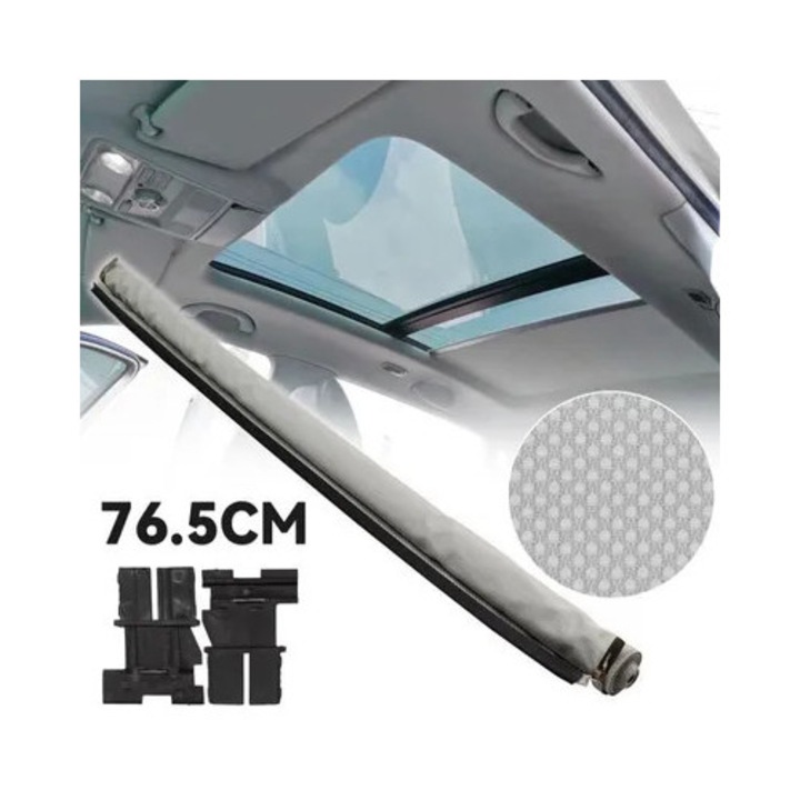Parasolar auto, 76.5cm, gri, set 1 parasolar si 2 cleme