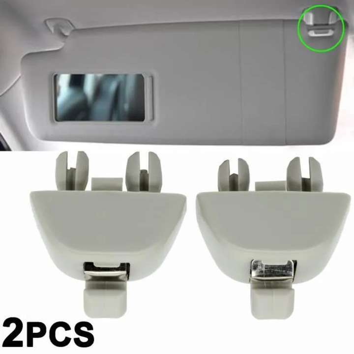 Cleme prindere parasolar compatibile Volkswagen/Audi, din plastic ABS, gri, set 2 buc