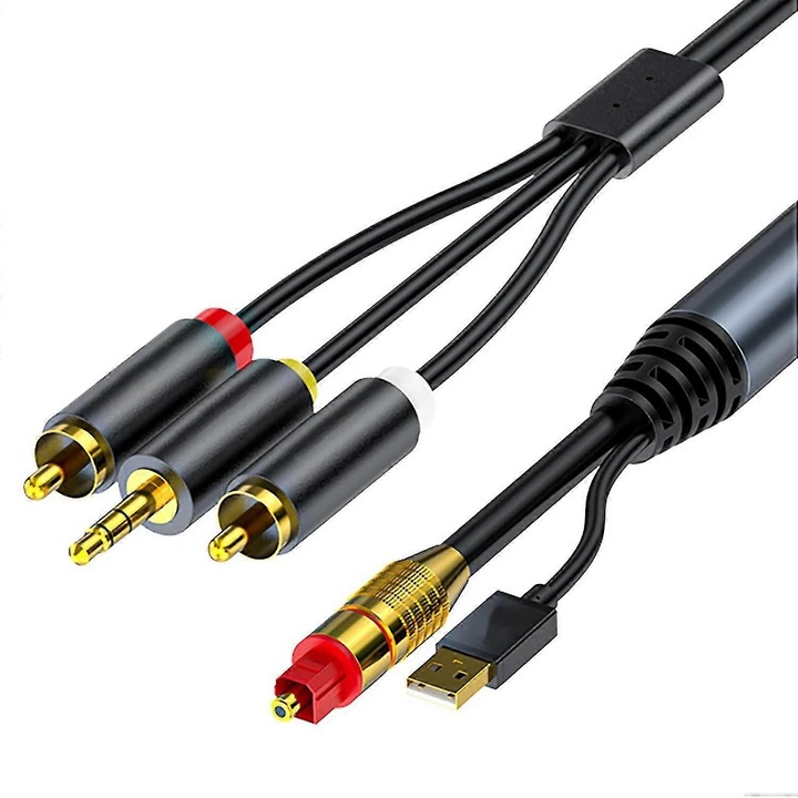 Cablu audio digital la analogic 2RCA 3.5mm negru 3m