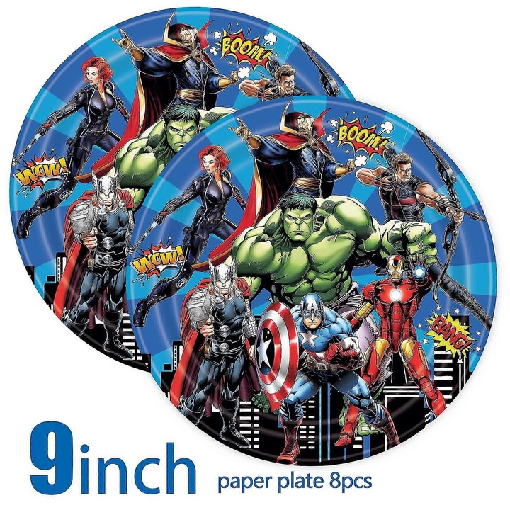 Set vesela de petrecere Avengers, 37 piese, verde, pentru copii