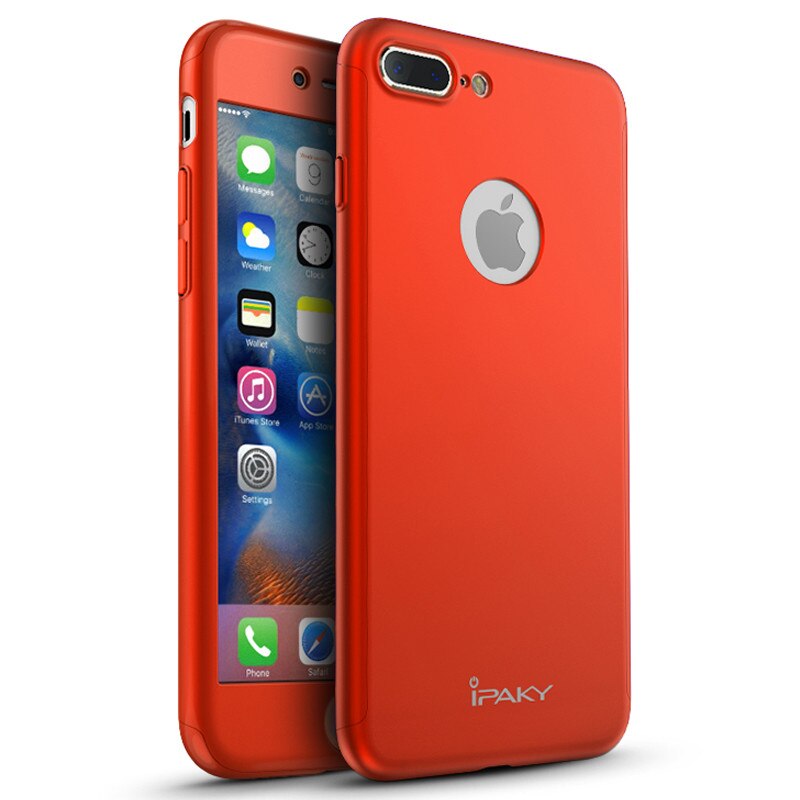Husa Ipaky Iphone 7 Plus Full Cover 360 + folie sticla securizata, Rosu