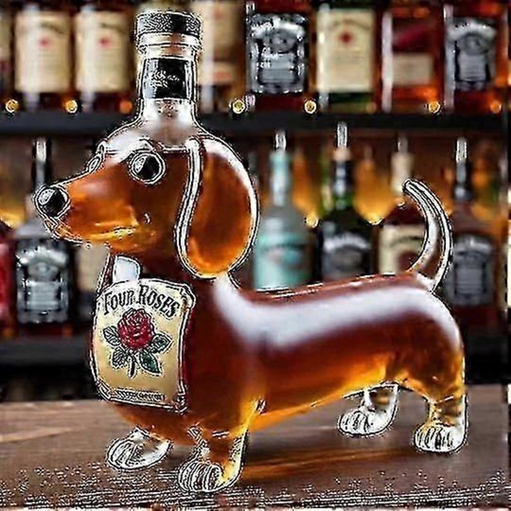 Decantor whiskey sticla, design vultur, 350ml, transparent, 19x8x8cm