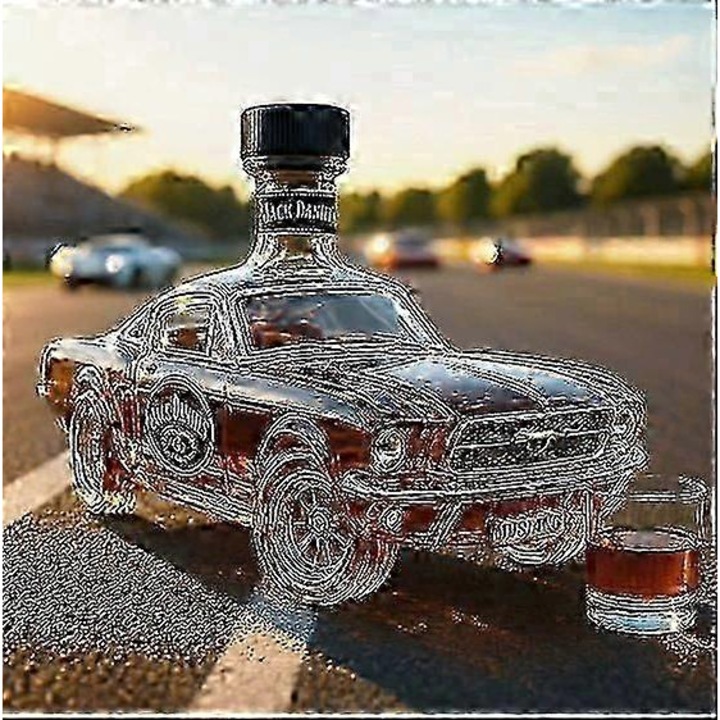 Decantor whisky sticla, design vultur, 350ml, transparent, 19x8x8cm