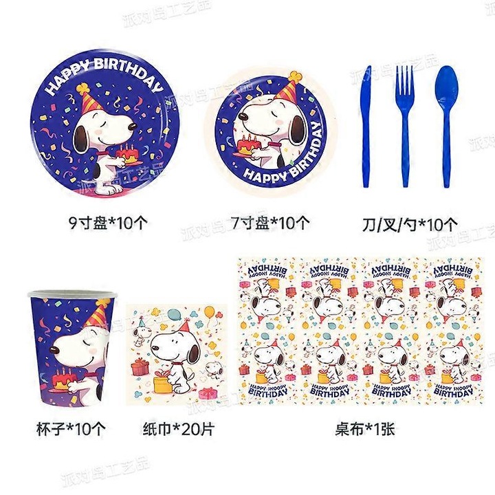Set vesela petrecere copii Snoopy 81 piese albastru