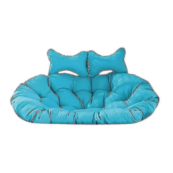 Perna scaun suspendat dublu, bumbac, albastru, 145x95x12cm