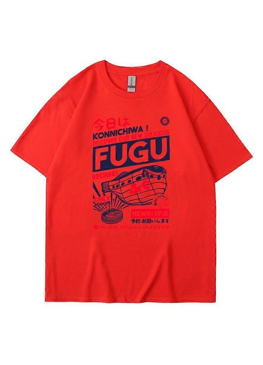 Tricou casual cu imprimeu litere, bumbac, rosu
