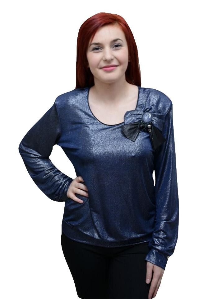 Bluze cu maneca lunga, de ocazie, D&J Exclusive, Albastru marin