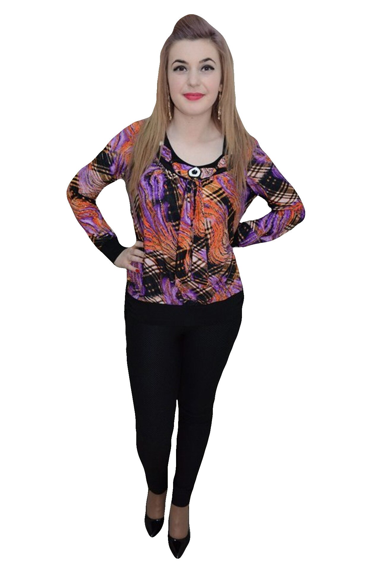 Bluza comoda cu imprimeu fashion , D&J Exclusive, Mov