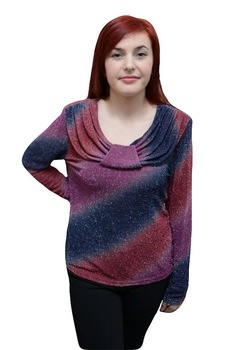 Bluza din material cu aspect lucios in degrade,masura mare,D&J Exclusive, Mov Bluza din material cu aspect lucios in degrade,masura mare,D&J Exclusive, Mov