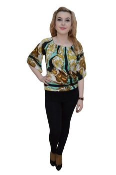 Bluza lunga de vara cu manseta lata la baza , D&J Exclusive, Multicolor Bluza lunga de vara cu manseta lata la baza , D&J Exclusive, Multicolor