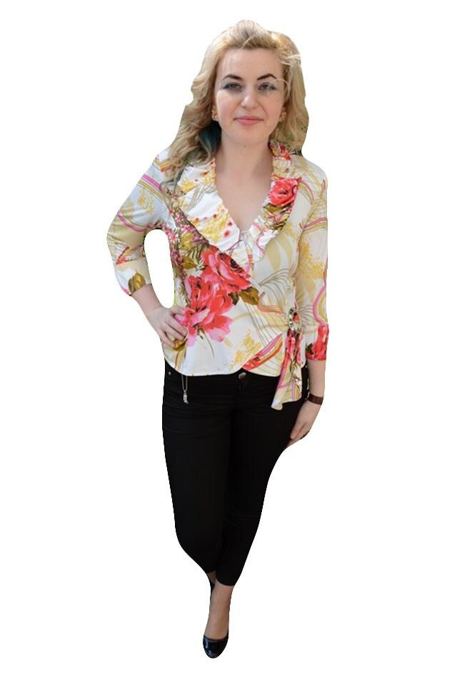 Bluza rafinata tip camasa, din material usor elastic,masura mare,D&J Exclusive, Multicolor