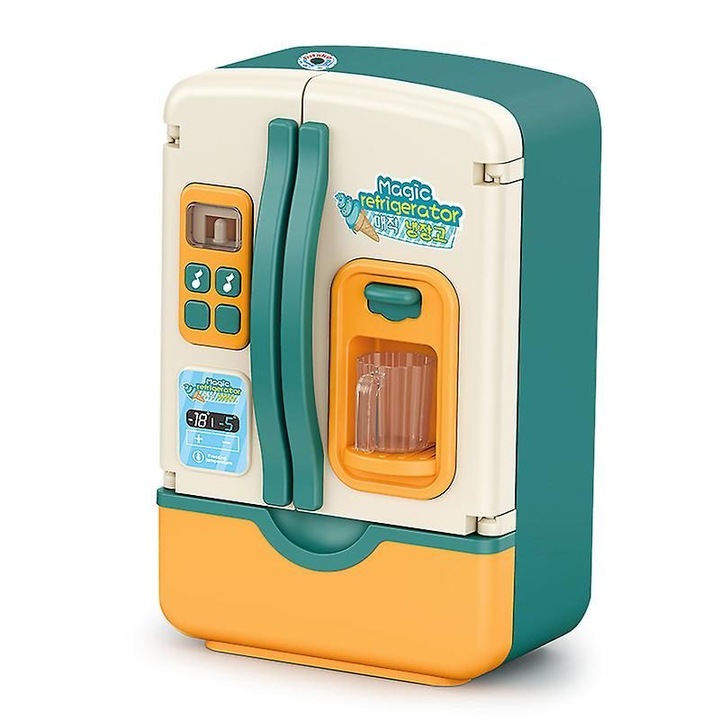 Jucarie frigider cu dispenser de gheata, usi duble, capacitate mare, alb, 30x20x40cm