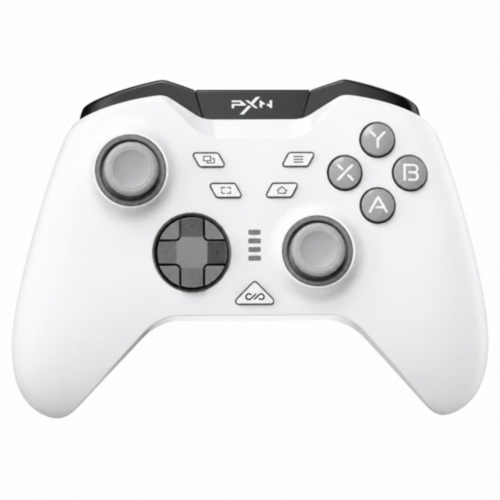 PXN P5, Мултиплатформен (PC, Мобилен, Switch), RGB, 1000 Hz, Hall Effect, RF 2,4 GHz/Bluetooth/USB, Бял, Безжичен контролер