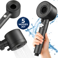 Para Cap de Dus Topaqua® Multi Mist, 5 Moduri Jet, Buton on/off, Filtrare, Economisire Apa, Jet Uniform, Crestere Presiune, Gri