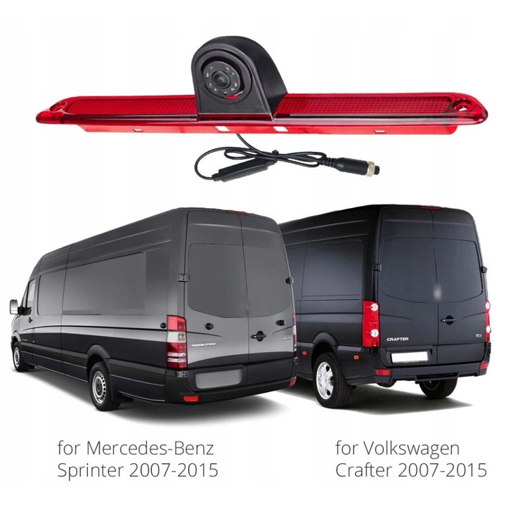 SMART-AUTO tolatókamera Mercedes Sprinter VW Crafter modellekhez, féklámpába integrálva, 10m kábellel