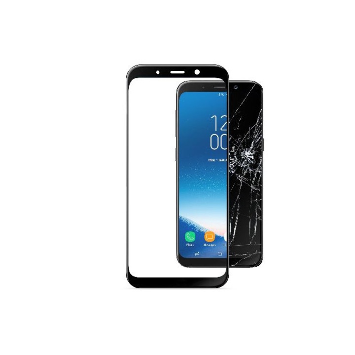 Закален стъклен протектор Cellularline за Samsung Galaxy A8 2018, Черен