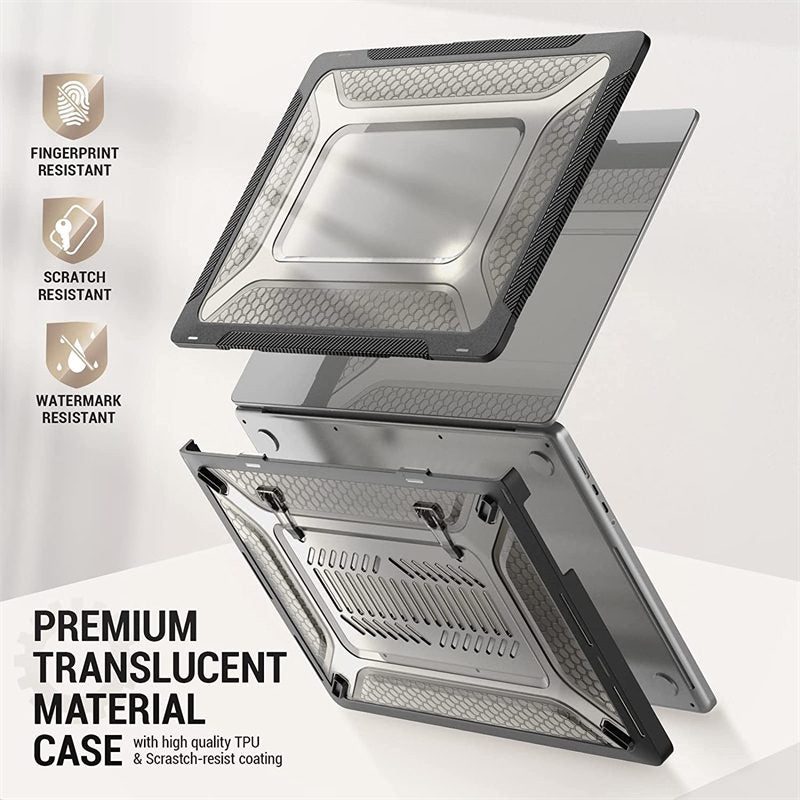 Husa laptop 16 inch, negru, 36.4x25.1x2.8cm, rezistenta la socuri, design hexagonal
