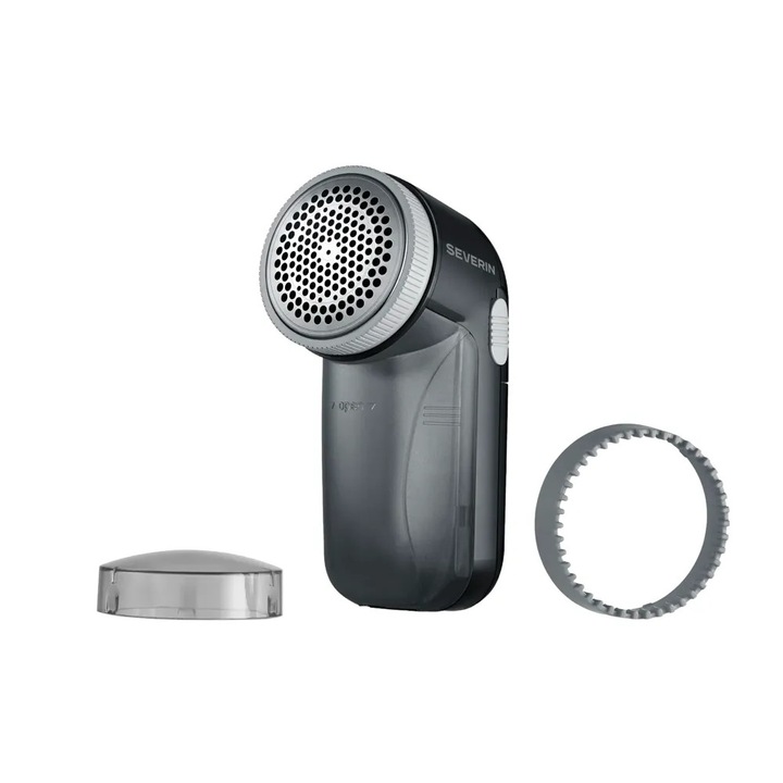 Aparat de curatat scame fara fir Severin, indeparteaza eficient scame/praf/par, potrivit pentru imbracaminte/tapiterie, grila de taiere metalica, recipient colectare detasabil, comutator de siguranta, alimentare 2 x baterii C/LR14, negru