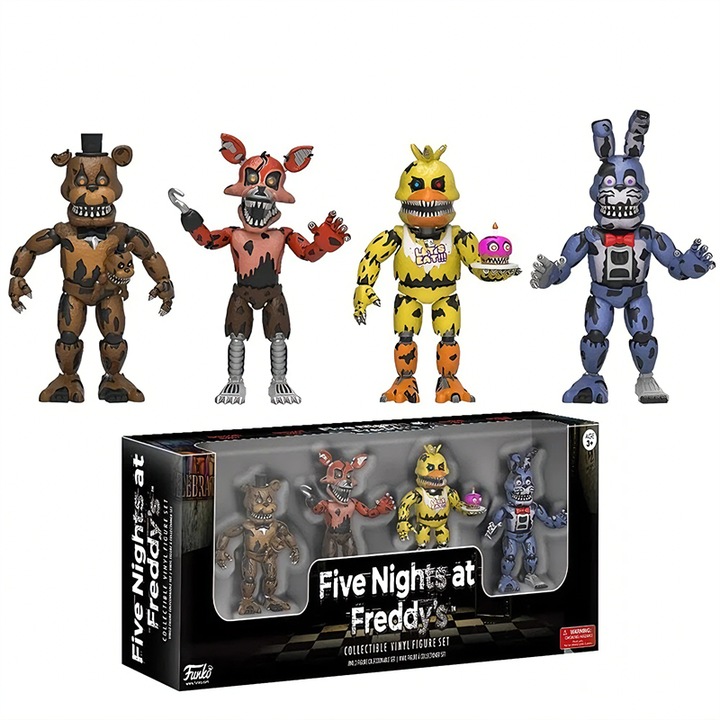 Комплект фигурки, Five Nights at Freddy's, Серия Nightmare, Подходящи за излагане или подаръци за фенове, Комплект от 4 части