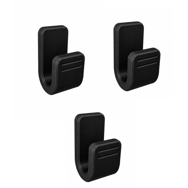 Set 3 carlige agatatori gama DACIA cu sistem de prindere Youclip, printat 3D, rezistent la caldura si raze UV, Dual Stax