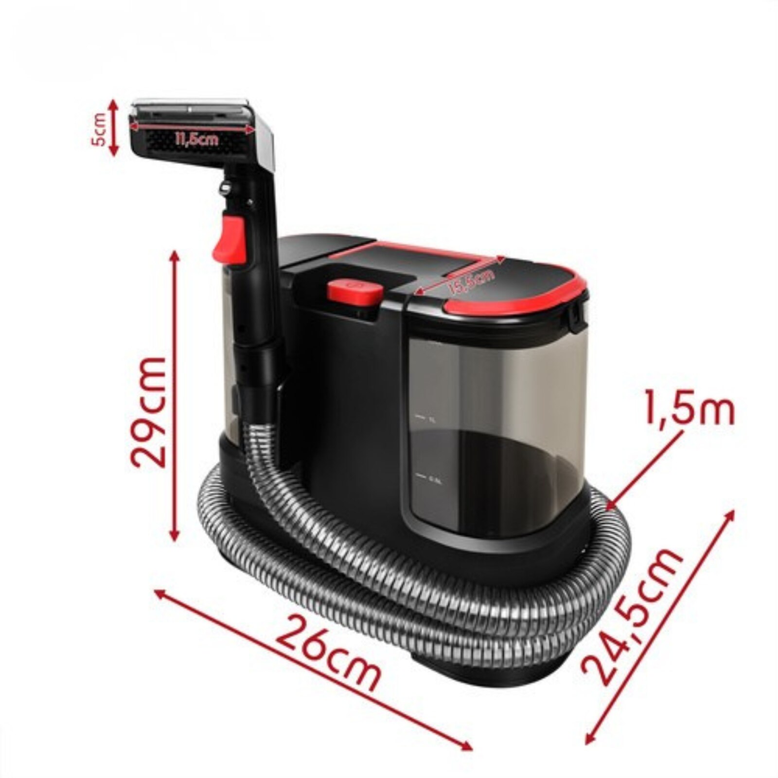 Aspirator cu spalare pentru casa si masina VarioShop®, pentru covoare, canapele si tapiterie, 800W, 17000 Pa, 2 rezervoare, furtun 1.5 m, duze incluse