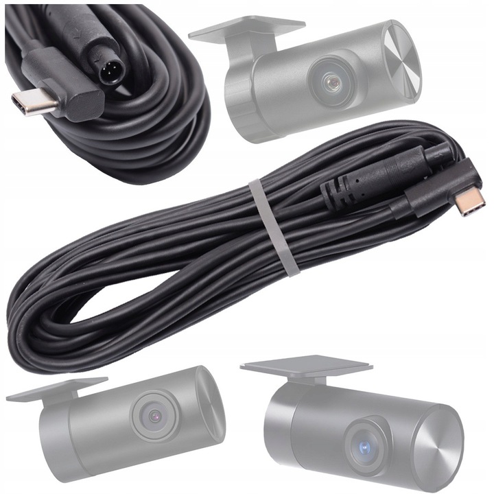 Кабел за задна камера, 70mai, USB-C конектор, дължина 5.5м, стабилен сигнал, устойчив на огъване, сигурна връзка, гъвкав, гладък, резервен