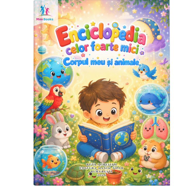 Carte interactiva pentru copii de 2–3 ani, compatibila cu pixul Minibooks, FARA PIX - Enciclopedia celor foarte mici: Corpul meu si animalele