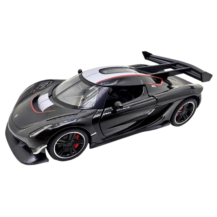 Koenigsegg Jesko Attack Autómodell Fekete 1:32 Fém Die-Cast Fénnyel és Hangokkal