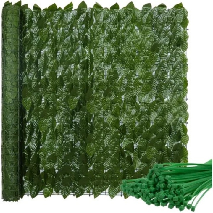 VarioShop® műsövény, erkélyre és kertbe, 6 db 50x50 cm-es panel, 100 kapocs, 300x50 cm, könnyű összeszerelés, zöld