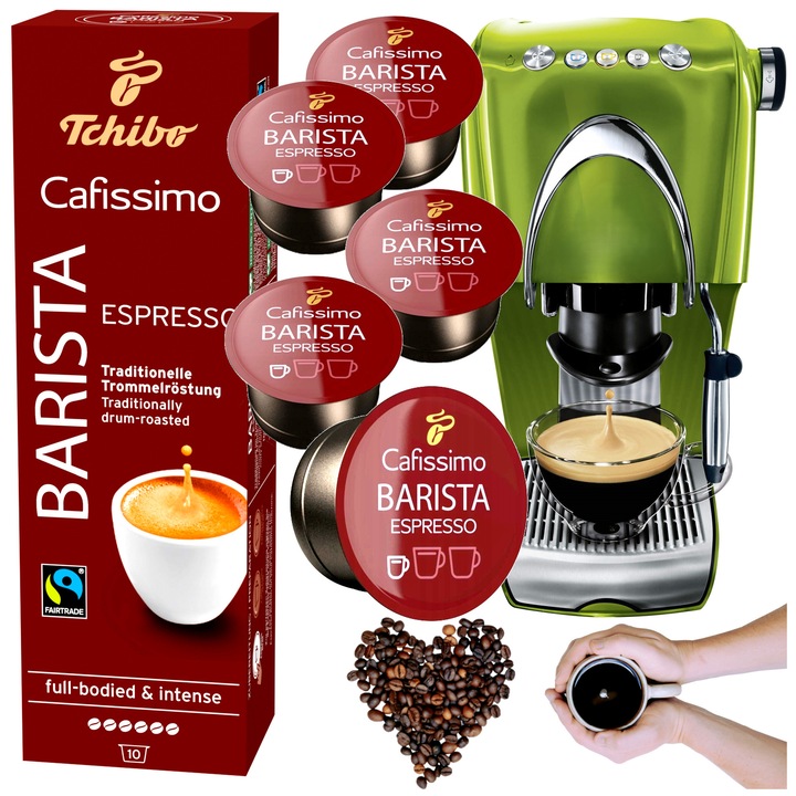 Set Capsule Cafea, Tchibo, Cafissimo Espresso Barista, 80 g, Standard, Pachet Cu 10 Capsule, Cafea Premium Prajita Si Macinata Fin, Intensitate Maxima De Prajire 6/6, Gust Intens Si Aromat Pentru Espresso