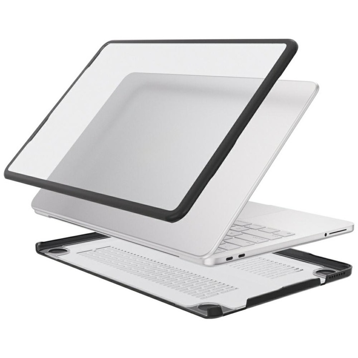 Carcasa laptop 4smarts Shell compatibila cu MacBook Neo 13 inch, Negru / Transparent
