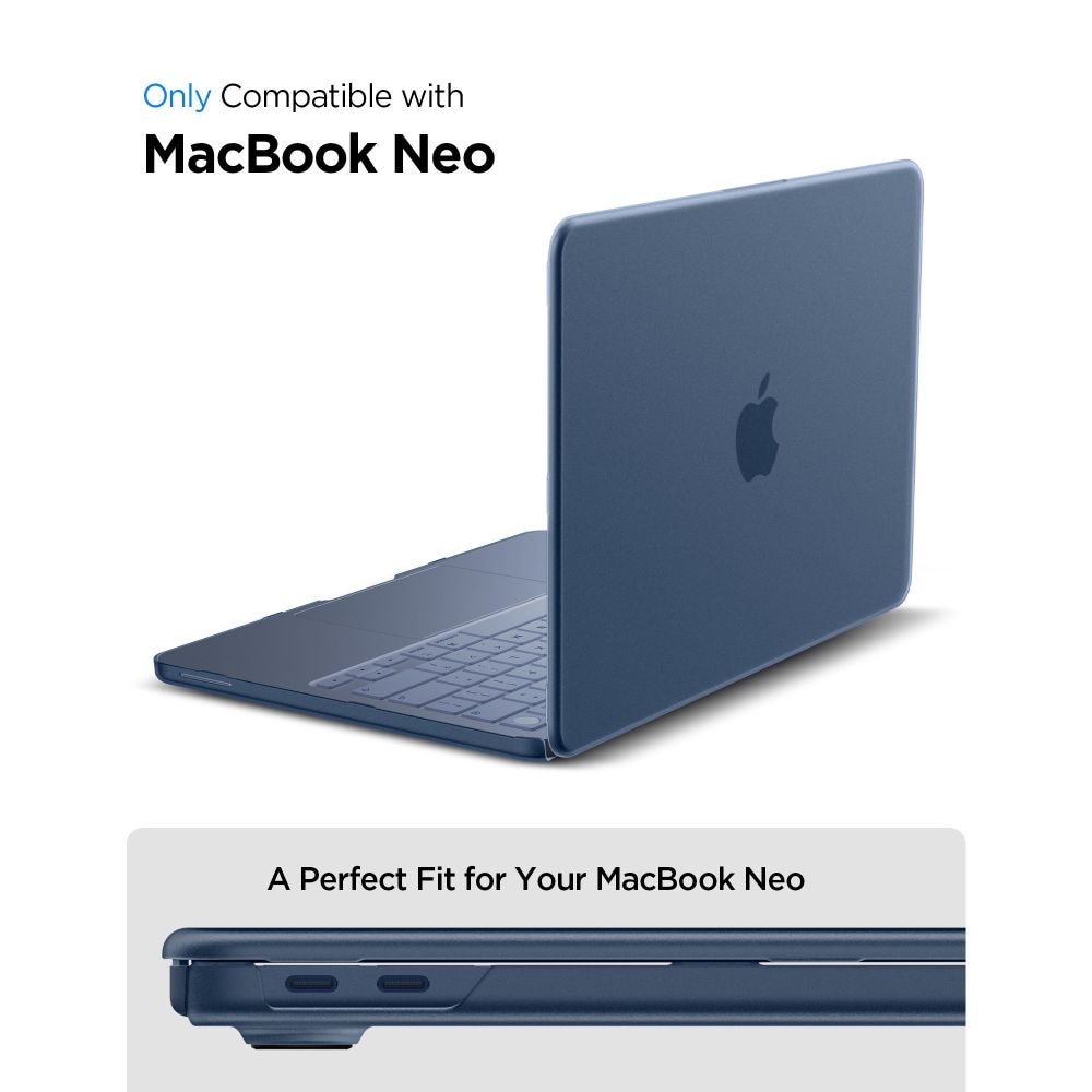 Carcasa laptop Spigen AirSkin compatibila cu MacBook Neo 13 inch, Transparent / Albastru