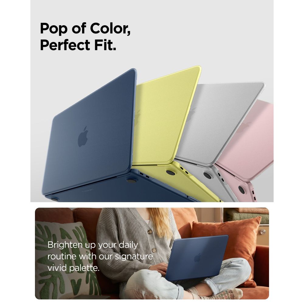 Carcasa laptop Spigen AirSkin compatibila cu MacBook Neo 13 inch, Transparent / Albastru