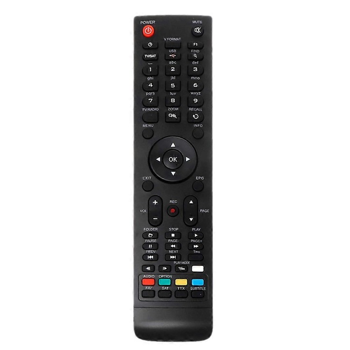 Telecomanda de inlocuire universala ECJ-25721, compatibila Amiko SHD/Micro/HD series, infrared, negru, 21.5 x 5 x 2 cm