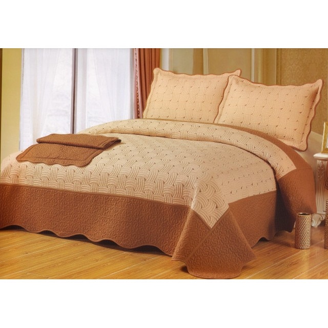 Cuvertura, pentru 2 persoane, 3 piese, bumbac, maro, model Rita33