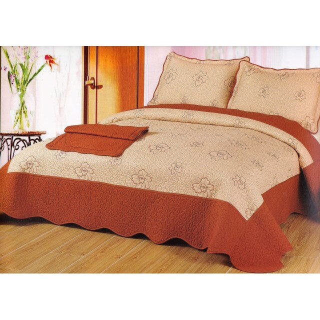 Cuvertura, pentru 2 persoane, 3 piese, bumbac, maro, model Rita31