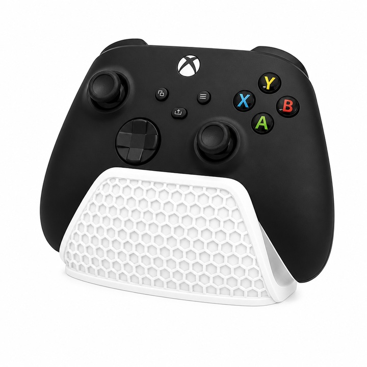 XBOX Hexaris kontroller tartó, PrintForge®, 3D nyomtatott, 12x7x6 cm, PLA-ból készült, BPA-mentes, fehér