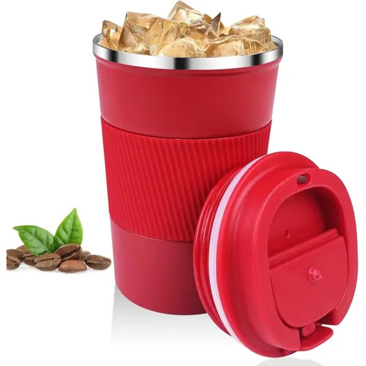 Cana termos 380ml inox rosu etans